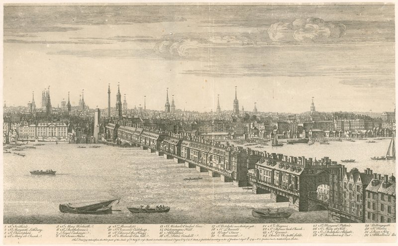 Old London Bridge - Bucks View 1749 tekijältä English School
