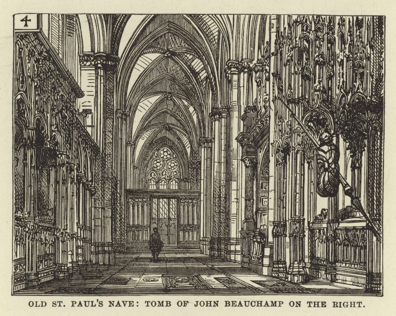 Vanha St Pauls Nave, John Beauchampin hauta oikealla tekijältä English School