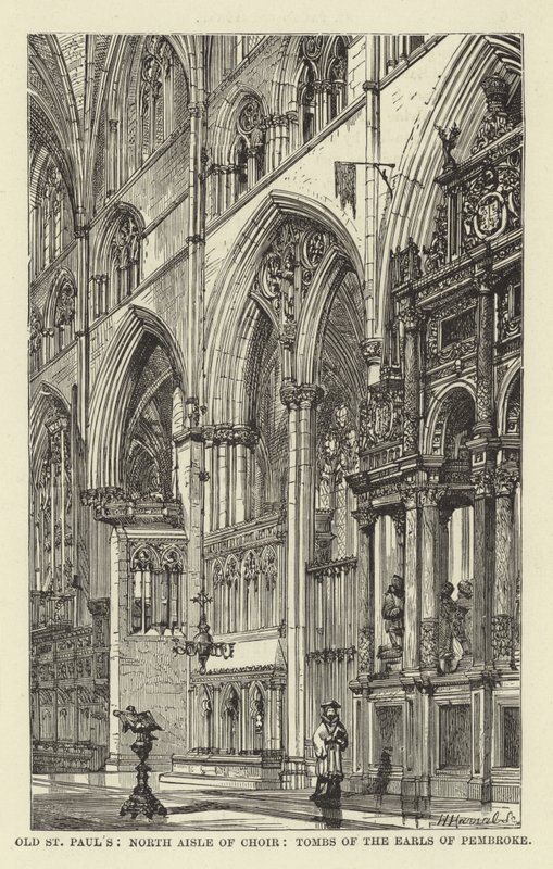 Old St Pauls, North Aisle of Choir, Tombs of the Earls of Pembroke tekijältä English School