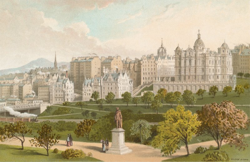 Edinburghin vanhakaupunki Princes Street Gardensista tekijältä English School