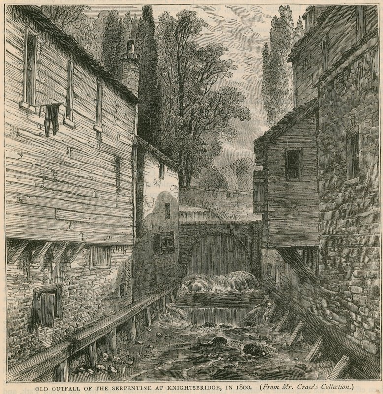 Serpentinen vanha ulostulo Knightsbridgessä vuonna 1800 tekijältä English School
