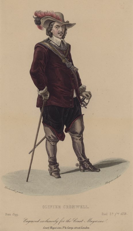 Oliver Cromwell, englantilainen sotilas ja poliitikko (värikaiverrus) tekijältä English School