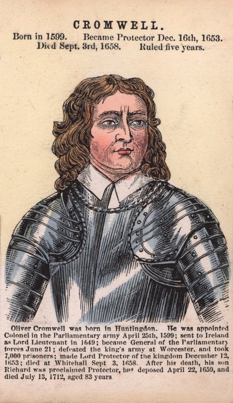 Oliver Cromwell, Protector (värillinen kaiverrus) tekijältä English School
