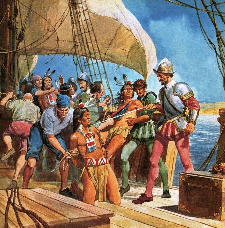 Operaatio Redskin. Vuonna 1605 Sir Ferdinando Gorges purjehti Amerikkaan ja sieppasi viisi intiaania, jotta Lord Chief Justice voisi oppia lisää alkuperäiskansalaisista. tekijältä English School