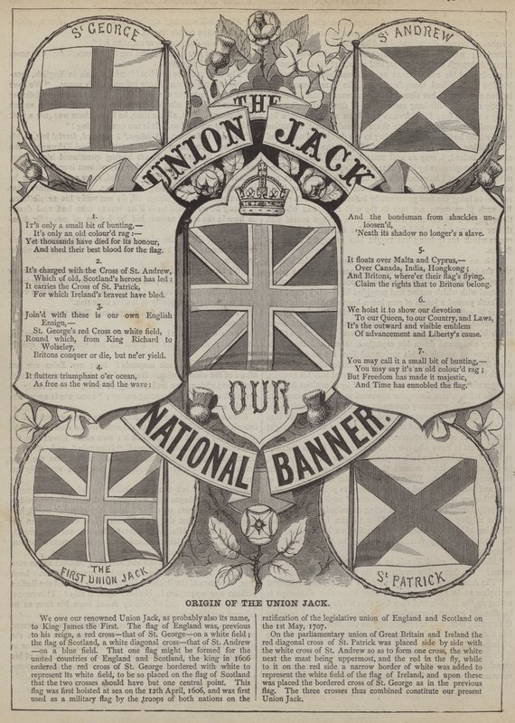 Union Jackin alkuperä (kaiverrus) tekijältä English School