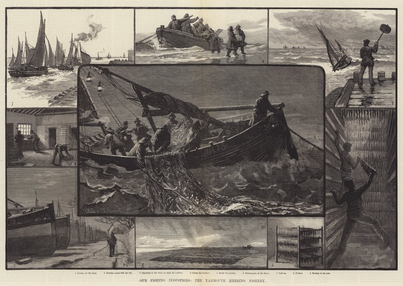 Kalastusteollisuutemme, Yarmouth Herring Fishery (kaiverrus) tekijältä English School