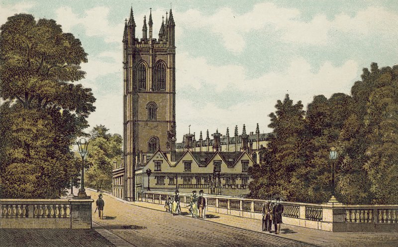 Oxford: Magdalen College (värilitografia). tekijältä English School