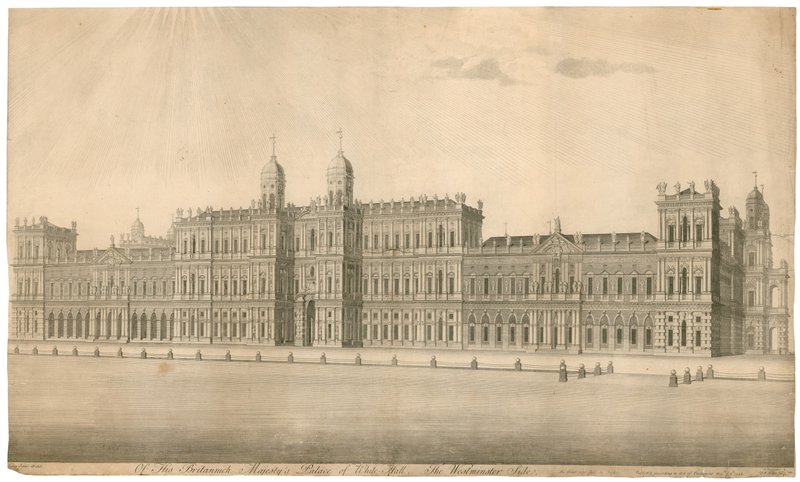 Whitehallin palatsi. Julkaistu 1748 tekijältä English School