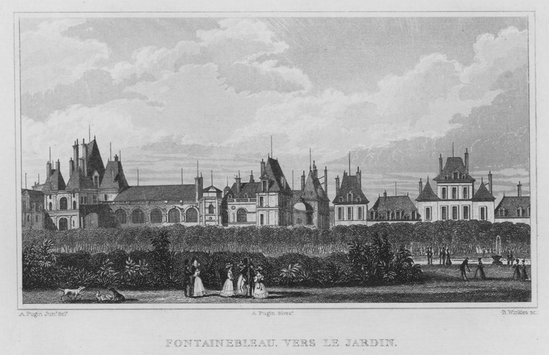 Pariisi, Fontainebleau, Kohti puutarhaa (kaiverrus) tekijältä English School