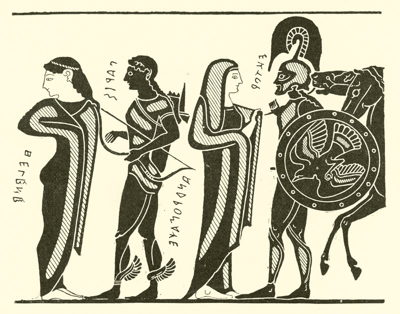 Pariisi, Helena, Hektor ja Andromache (kaiverrus). tekijältä English School