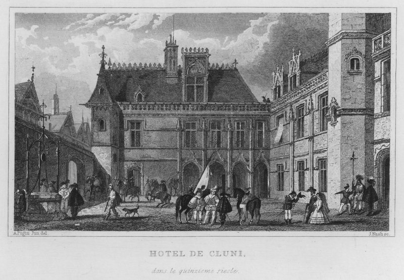 Pariisi, Hotel De Cluny, 1400-luvulla (kaiverrus) tekijältä English School