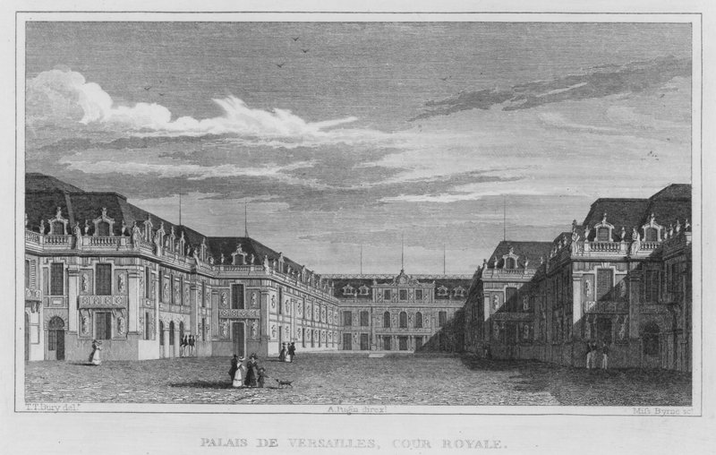 Pariisi, Versaillesin palatsi, Kuninkaallinen hovi (kaiverrus) tekijältä English School
