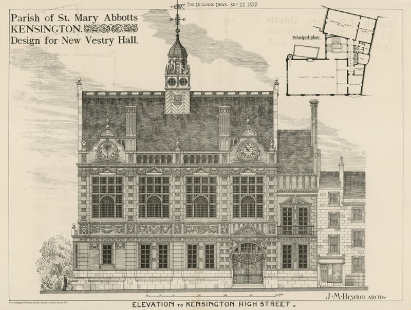 Parish of St Mary Abbots, Kensington, suunnittelu New Vestry Hallille tekijältä English School