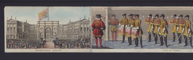 Osa panoraamasta kuningatar Victorian häistä, n. 1840 (käsinvärinen akvatinta) tekijältä English School