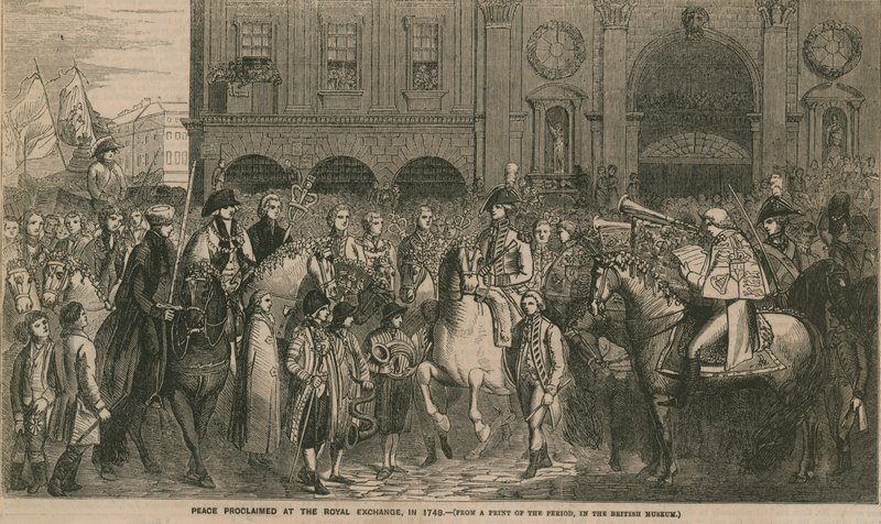 Rauha julistettiin Royal Exchangessa vuonna 1748 tekijältä English School