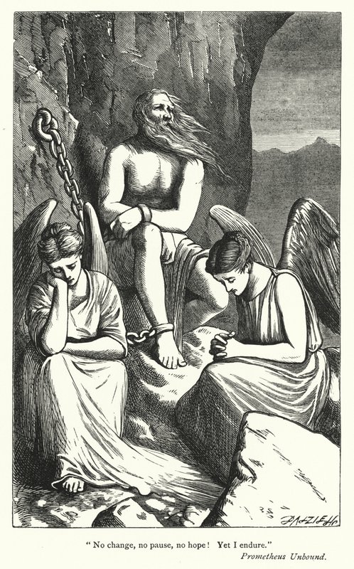 Percy Bysshe Shelley: Prometheus Unbound -teoksen kuvitus (kaiverrus). tekijältä English School