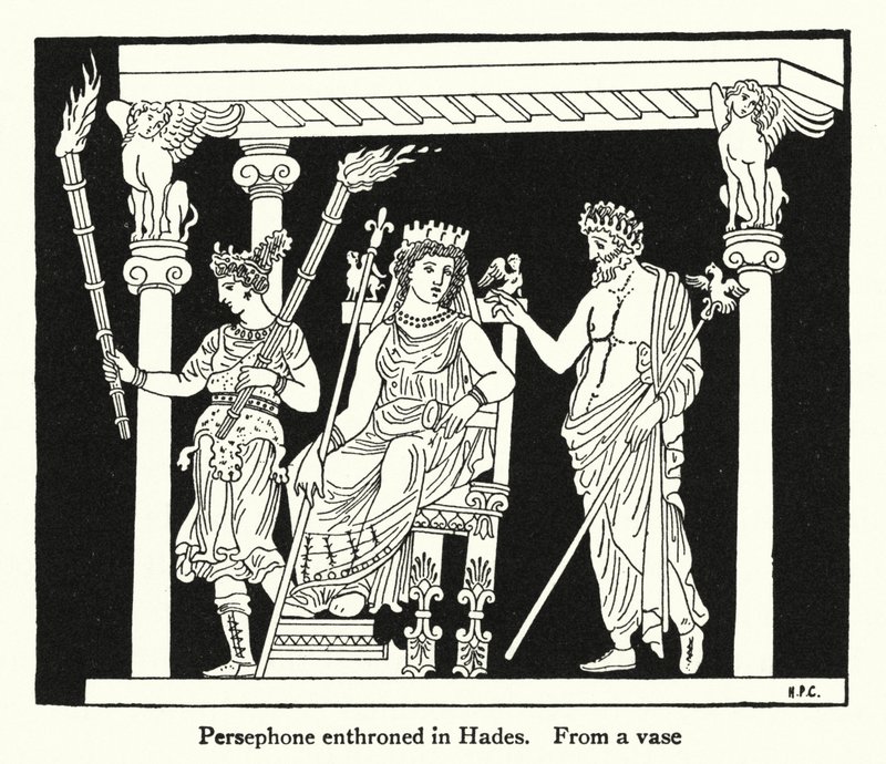 Persephone valtaistuimelle Haadeksessa (litho) tekijältä English School