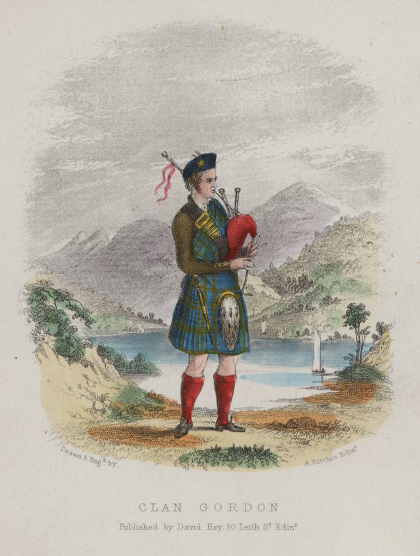 Piper of Clan Gordon, Skotlanti (värillinen kaiverrus) tekijältä English School