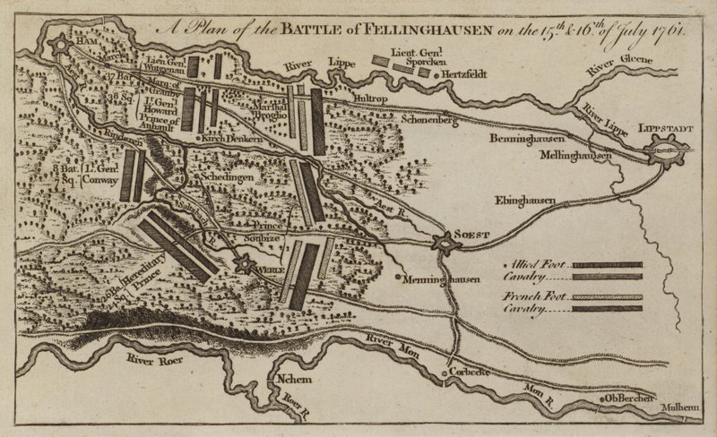 Villinghausenin taistelun suunnitelma, Saksa, Seitsemänvuotinen sota, 15.-16.7.1761 tekijältä English School