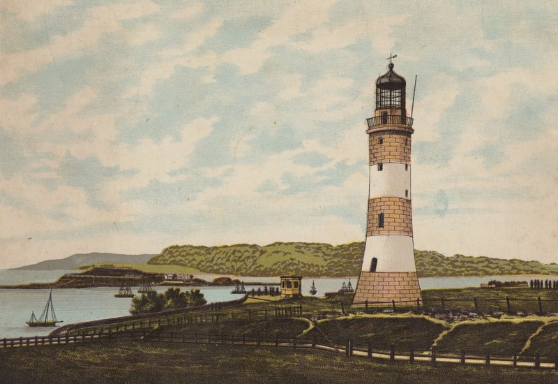 Plymouth: Smeaton Lighthouse on the Hoe (väri litho) tekijältä English School