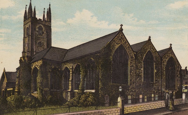 Plymouth: Església de St Andrews (litografia en color) finlandès tekijältä English School