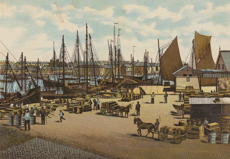 Plymouth: The Barbican, Plymouth (väri litho) tekijältä English School