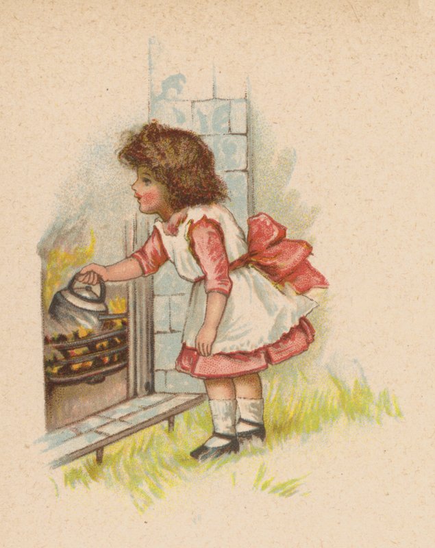 Polly laittaa vedenkeittimen päälle (chromolitho) tekijältä English School