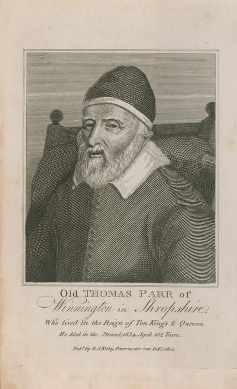 Vanhan Thomas Parrin muotokuva tekijältä English School