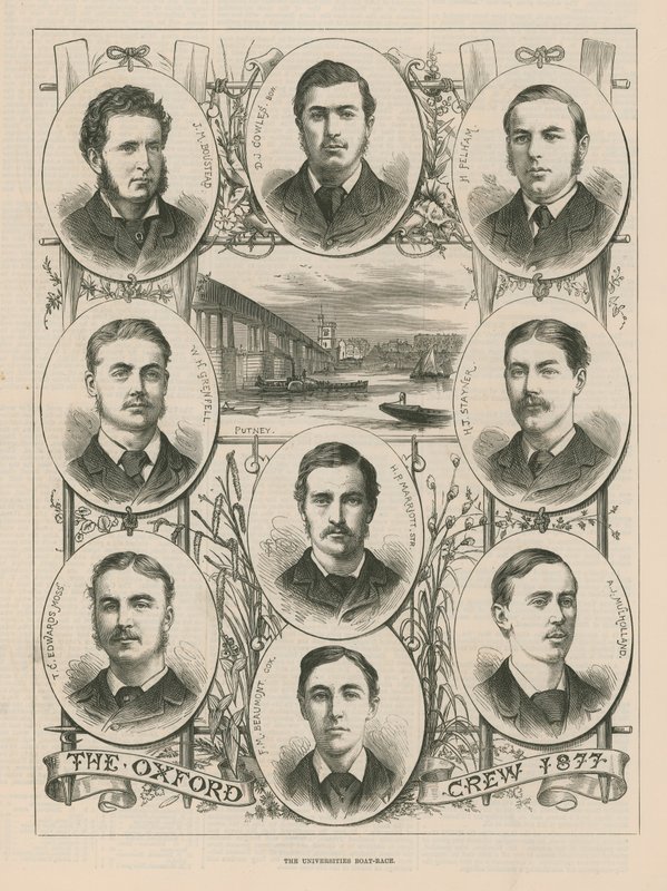 Muotokuvia vuoden 1877 Oxfordin miehistöstä tekijältä English School