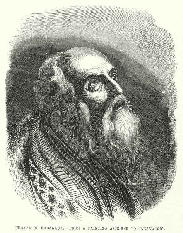 Habakukin rukous Caravaggio-maalauksesta (kaiverrus) tekijältä English School