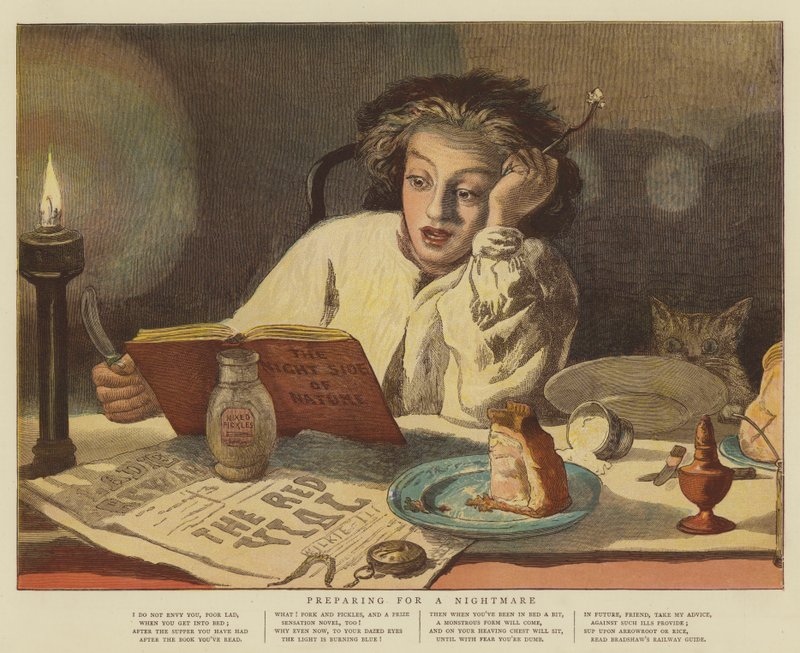 Valmistautuminen painajaiseen (chromolitho) tekijältä English School