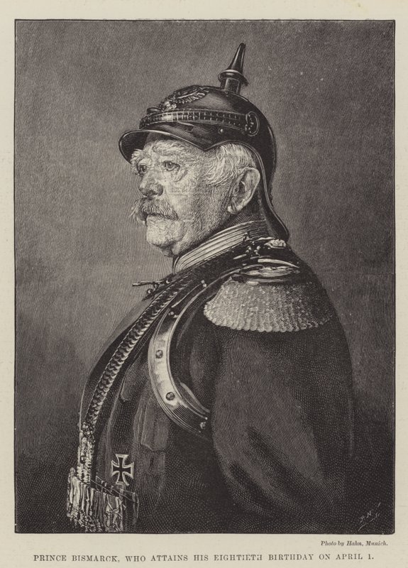 Prinssi Bismarck, joka täyttää 80. syntymäpäiväänsä 1. huhtikuuta (kaiverrus) tekijältä English School