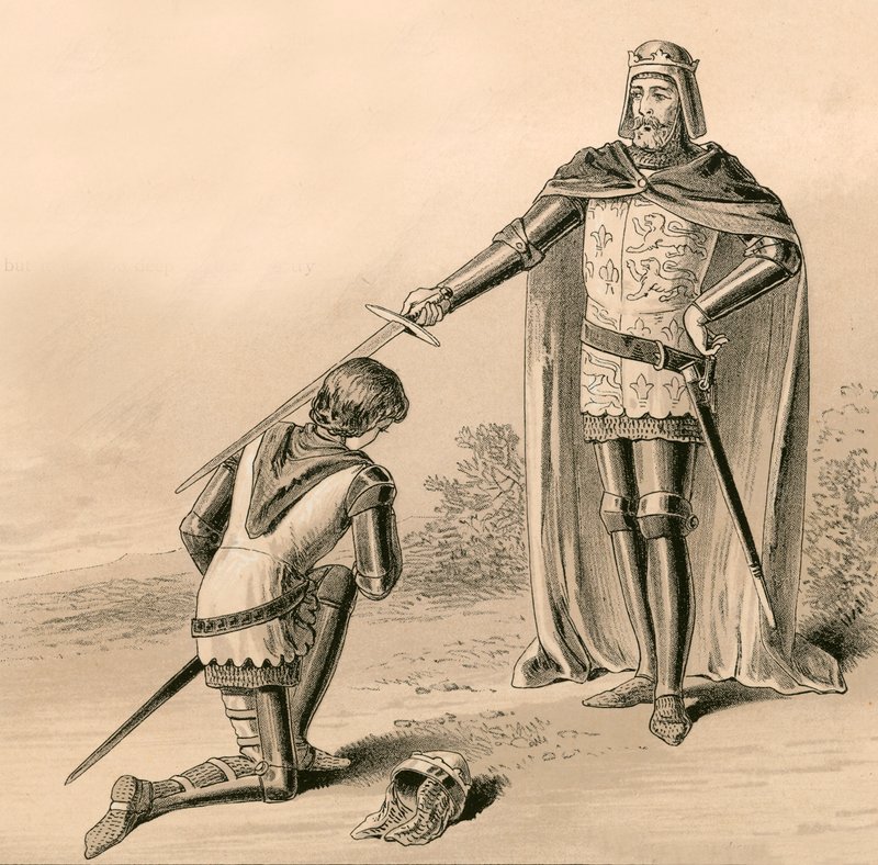 Prinssi Edward, musta prinssi, jonka hänen isänsä, kuningas Edward III, lyötiin ritariksi tekijältä English School