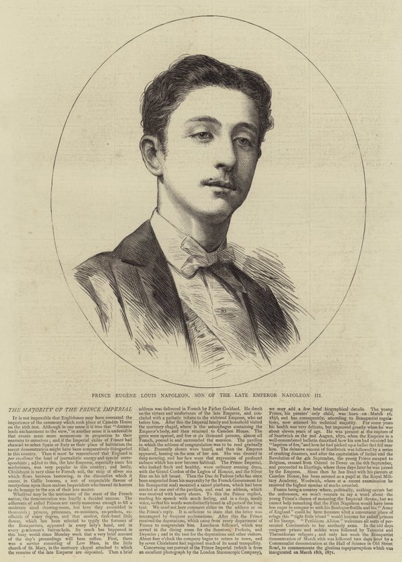 Prinssi Eugene Louis Napoleon, edesmenneen keisari Napoleon III:n poika (kaiverrus) tekijältä English School