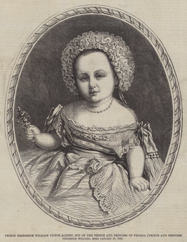 Prinssi Frederick William Victor Albert, Preussin prinssin ja prinsessan poika (prinssi ja prinsessa Frederick William), syntynyt 27. tammikuuta 1859 (kaiverrus) tekijältä English School