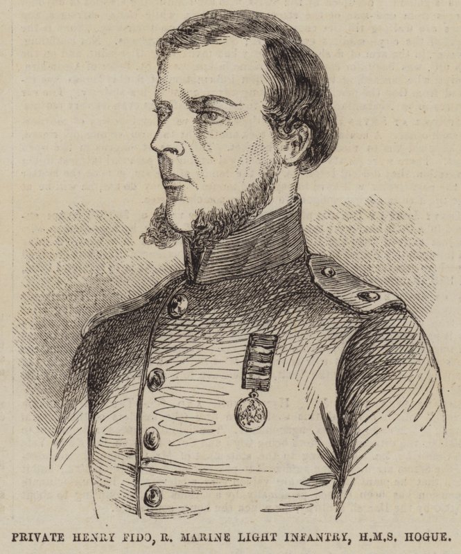 Private Henry Fido, Royal Marine Light Jalkaväki, HMS Hogue (kaiverrus) tekijältä English School