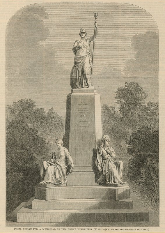 Palkintosuunnitelma vuoden 1851 suuren näyttelyn muistomerkille tekijältä English School