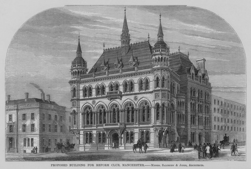 Ehdotettu rakennus Reform Clubille, Manchester (kaiverrus) tekijältä English School
