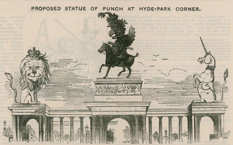Ehdotettu Punchin patsas Hyde Park Cornerissa tekijältä English School