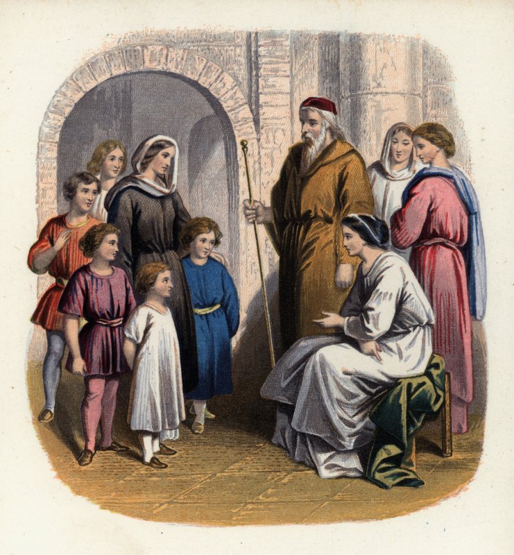 Prudence katekisoi Christianan lapset, kuvitus John Bunyanin teoksesta Pilgrim