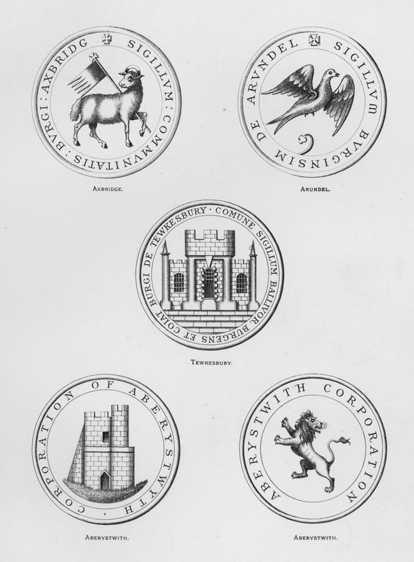 Julkiset aseet: Axbridge; Arundel; Tewkesbury; Aberyst with (kaiverrus) tekijältä English School