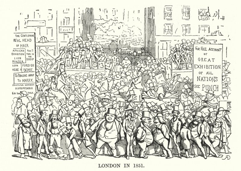 Punch-sarjakuva: Lontoo vuonna 1851 (kaiverrus) tekijältä English School
