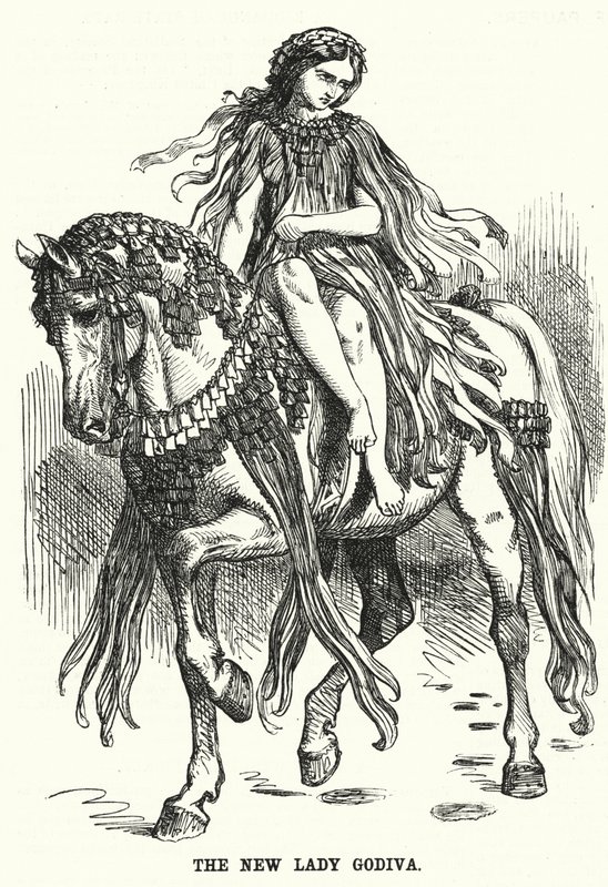 Punch-sarjakuva: The New Lady Godiva (kaiverrus) tekijältä English School