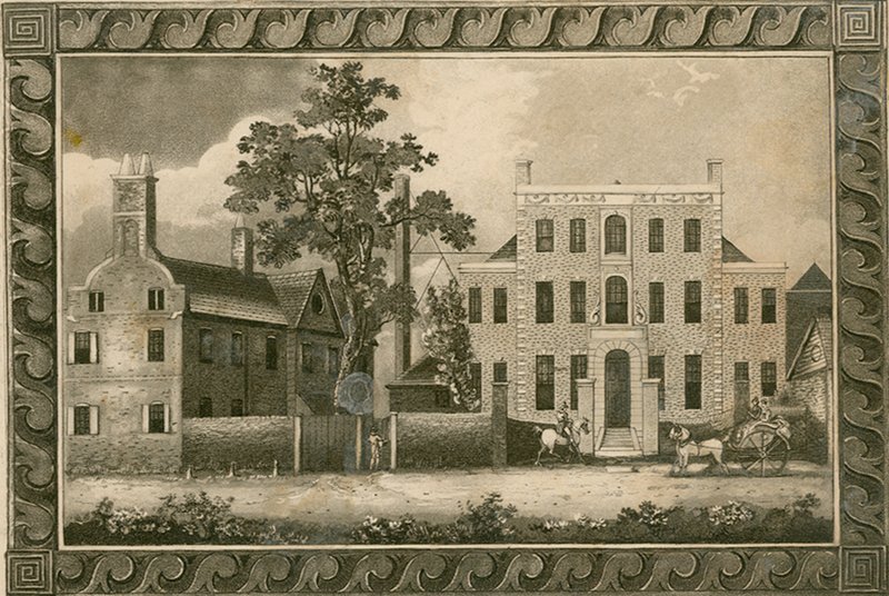Putney School, Lontoo; W Hardingin vuodelta 1805 päivätyt kaiverrukset, jotka on allekirjoittanut pastori William Carmalt tekijältä English School