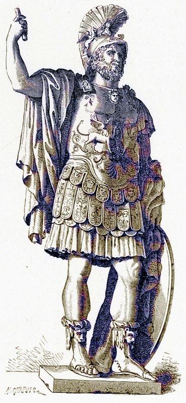 Pyrrhus, kuva Victor Duruyn historiasta Rooman, julkaistu 1884 (digitaalisesti paranneltu kuva) tekijältä English School