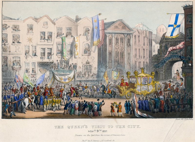 Kuningatar Victorian ensimmäinen vierailu Lontoon Cityyn 9. marraskuuta 1837 tekijältä English School