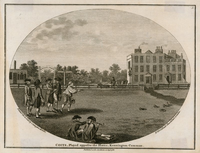 Quoits vuonna 1788, soitti Hornsia vastapäätä Kennington Commonissa tekijältä English School