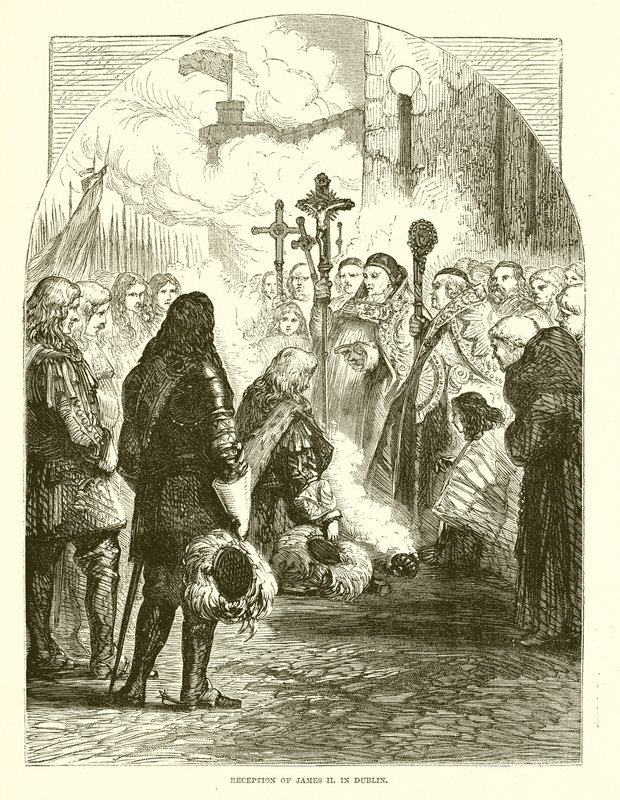 James II:n vastaanotto. Dublinissa tekijältä English School