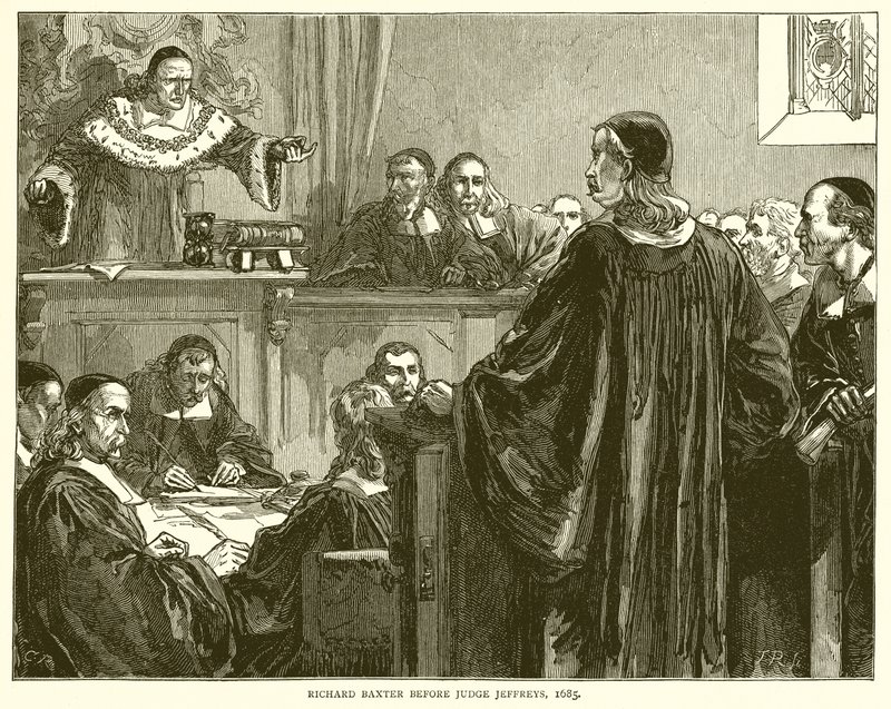 Richard Baxter tuomari Jeffreysin edessä, 1685 tekijältä English School