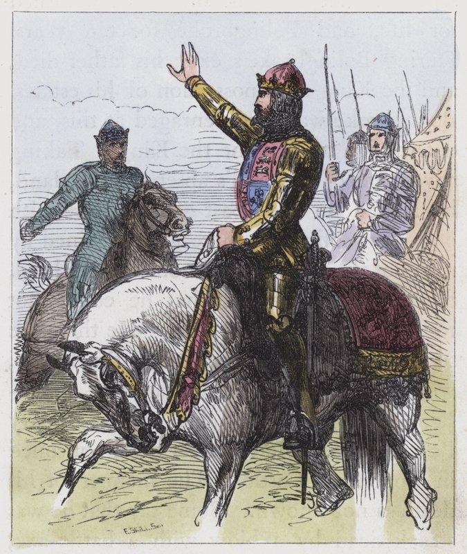 Richard II, pysyy taistelussa (värillinen kaiverrus) tekijältä English School
